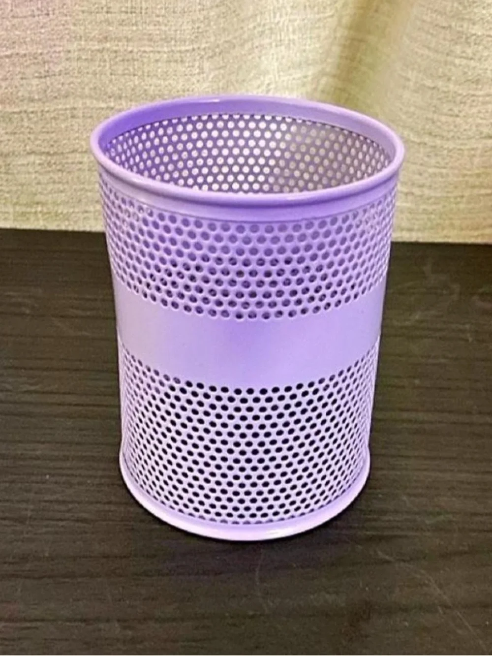 Lavender Purple Metal Mesh Makeup Brush Pen Organizer